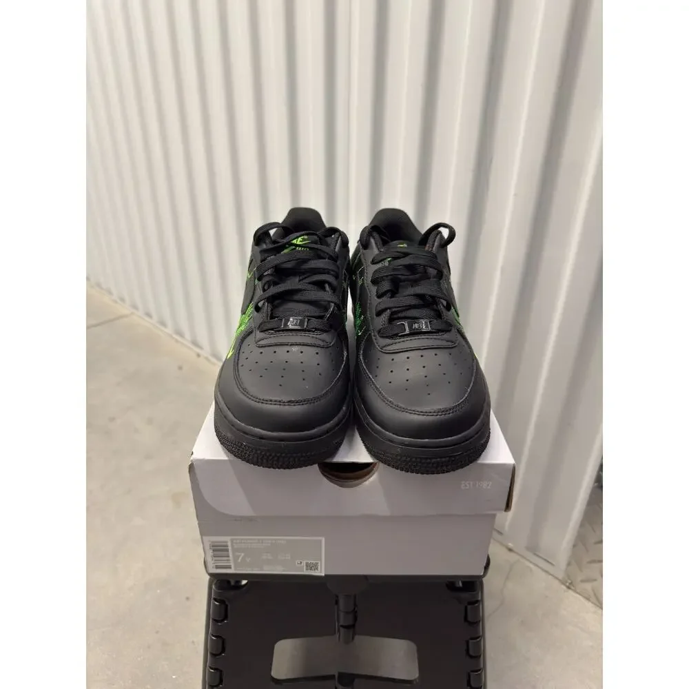 Nike Air Force 1 Matrix Black Green Size 7y GS - HV4763-001